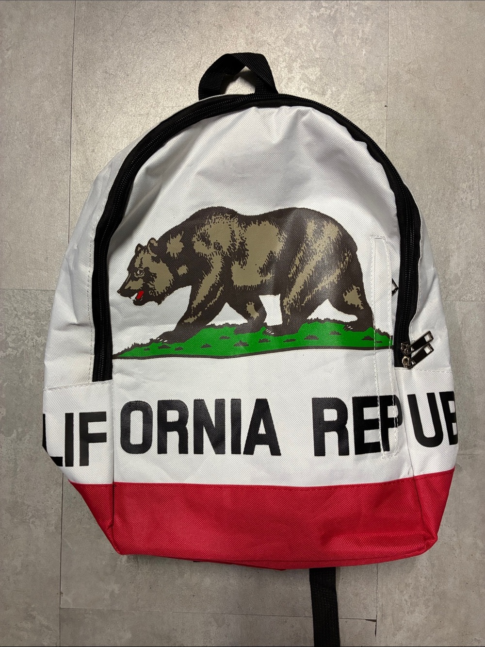 White, Red and Green California Republic Bear Backpack